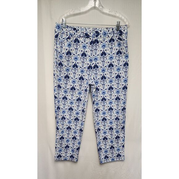 Talbots Stretch Vintage 90’s Floral Blue & White Capri Pants Size 12 - Picture 3 of 9